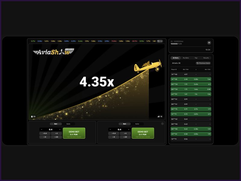 Modo de juego con dinero real en Aviashow