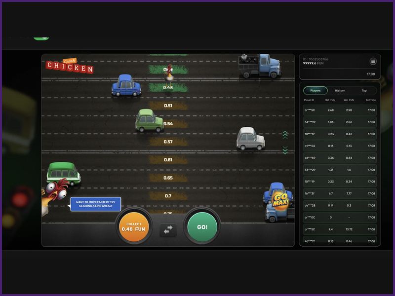 Apuestas por pasos y Go Max en Chicken Crash