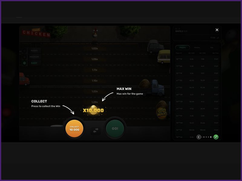 Características y funciones de juego de Chicken Crash