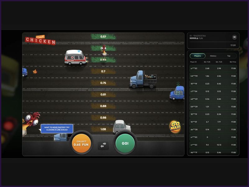 Resumen de las funciones de Chicken Crash