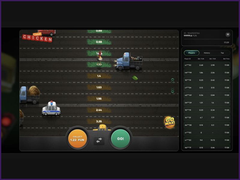 Parámetros visuales e interfaz de Chicken Crash