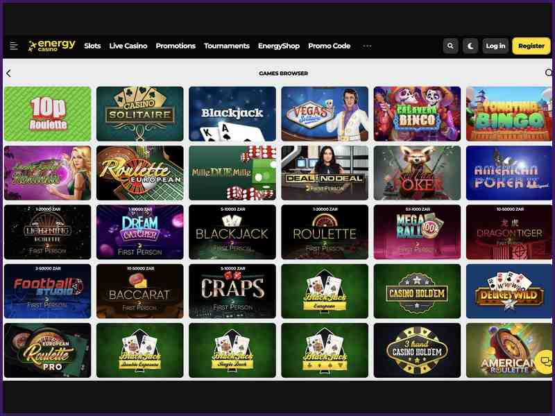 Descripción general de la plataforma EnergyCasino