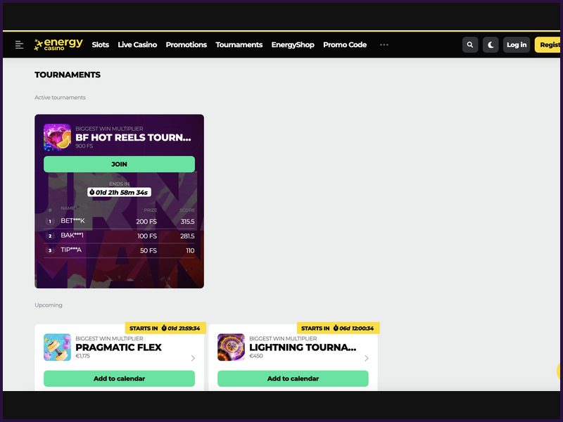 Registro en EnergyCasino