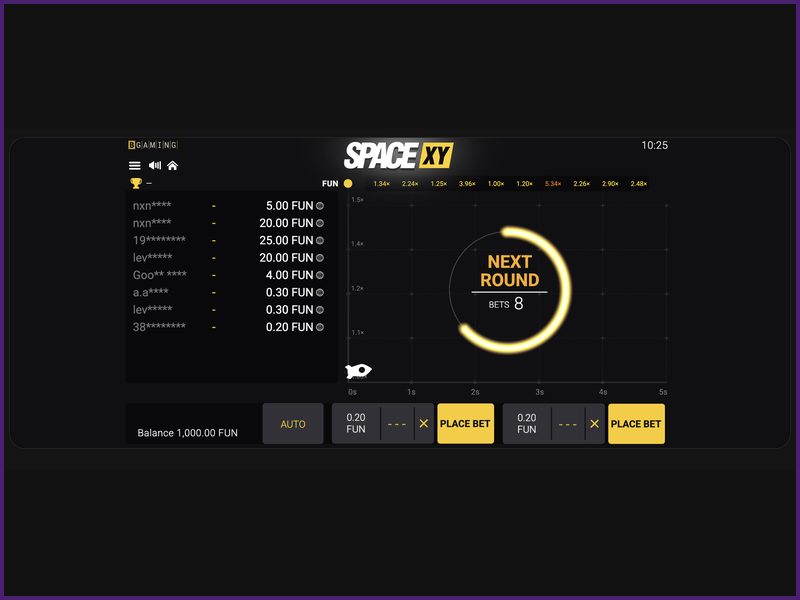 Características de las apuestas Space XY