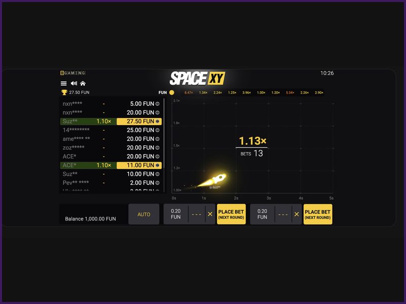 Juego automático y cobro automático en Space XY