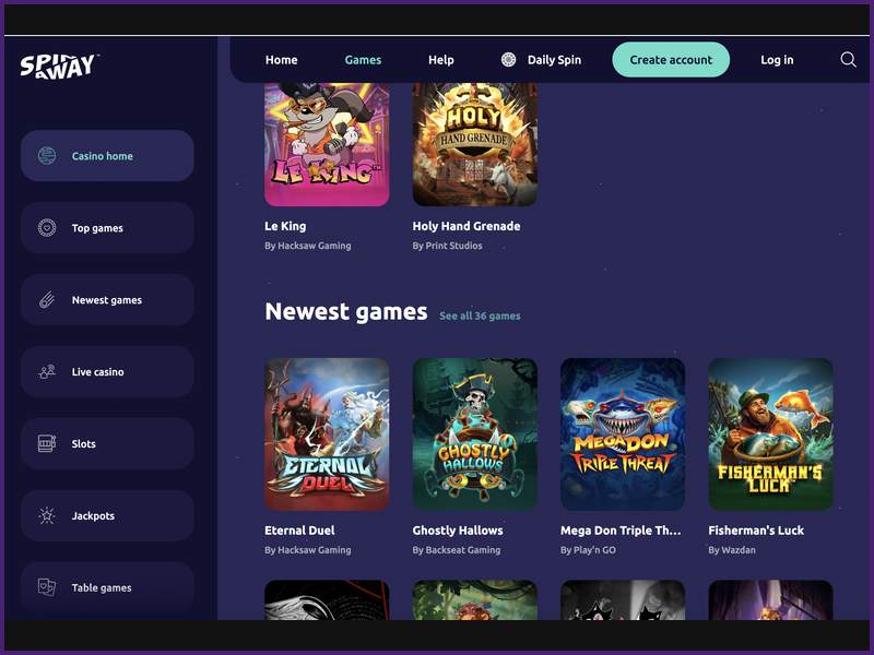 Registro en el casino SpinAway