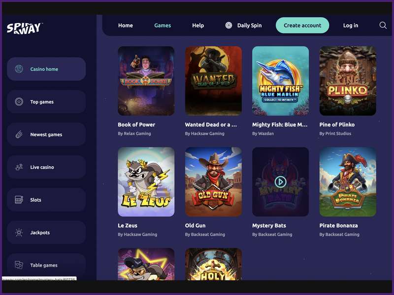 Versión móvil de SpinAway Casino